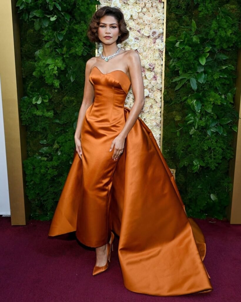 Zendaya at Golden Globe, with Exposing the engagement ring