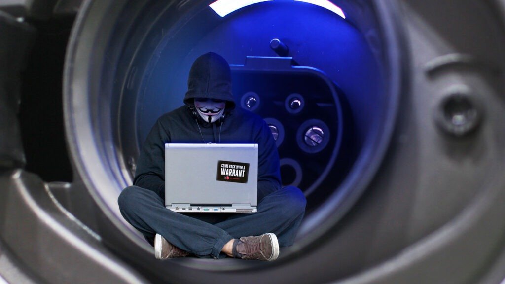 A little hacker sit in EV charger port