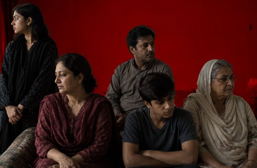 Questra 1 The picture should depict a family scene where several generations have gathered. They should all be standing close to one another, but there seems to be an emotional disconnect between them. They are clearly related through blood ties but lack emotional connection.
