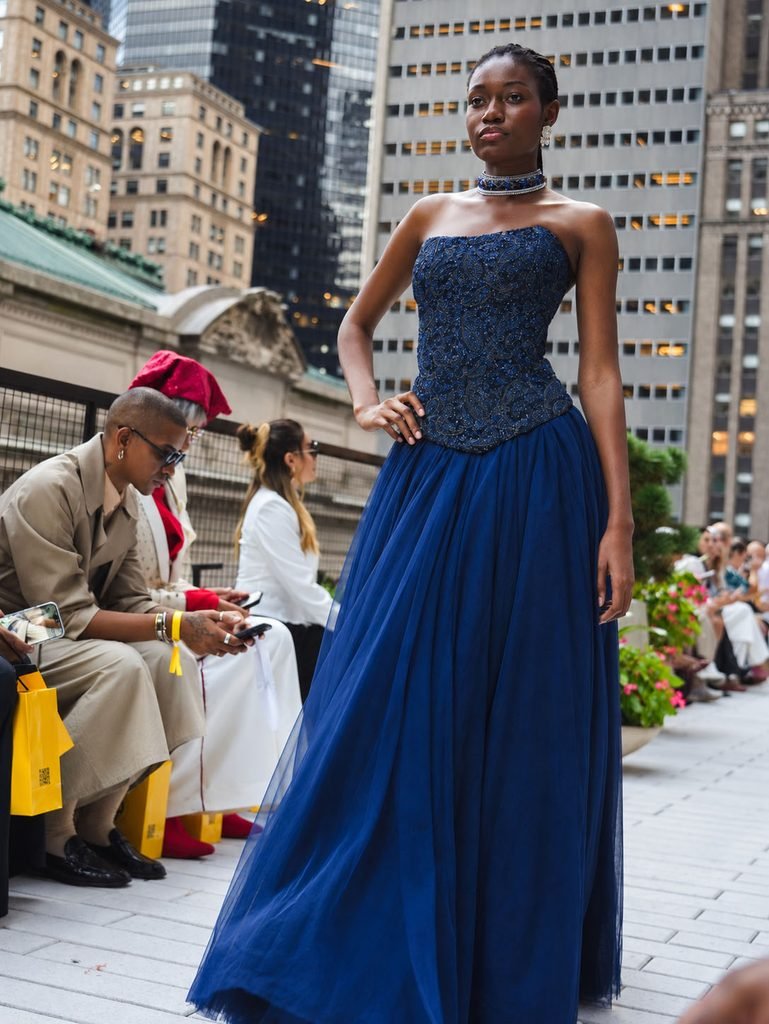 Parishae Adnan Puts Pakistan on the Global Fashion Map 7 Pakistani couturier Parishae Adnan closes New York Fashion Week with 'The Closing Gown,' a sustainable navy beaded corset and tulle design from her Second Skin collection featured in Quill Quest Magazine.